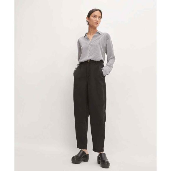 Everlane The Tencel Relaxed Chino Pant Black Soft Pockets Size 16 NWT - Picture 1 of 14